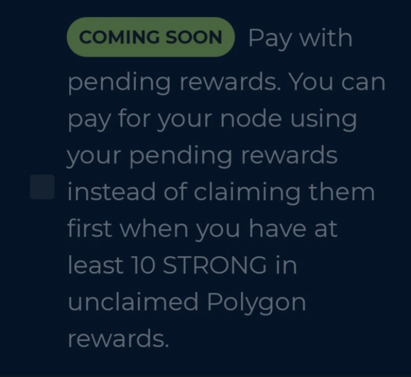 takegreenpill's tweet photo. This is going to incentivize a lot more people to compound rewards to create more $STRONG nodes instead of selling off their STRONG. Excellent change. https://t.co/nONp2O96VW