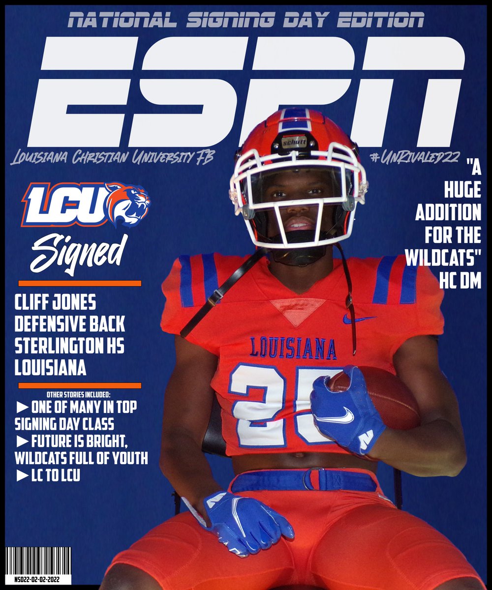 LCU_ftball's tweet image. Welcome Cliff Jones to the Wildcat Family! Big time Defensive Back from Sterlington! #UnRivaled22 #NSD2022 @cliffj2511