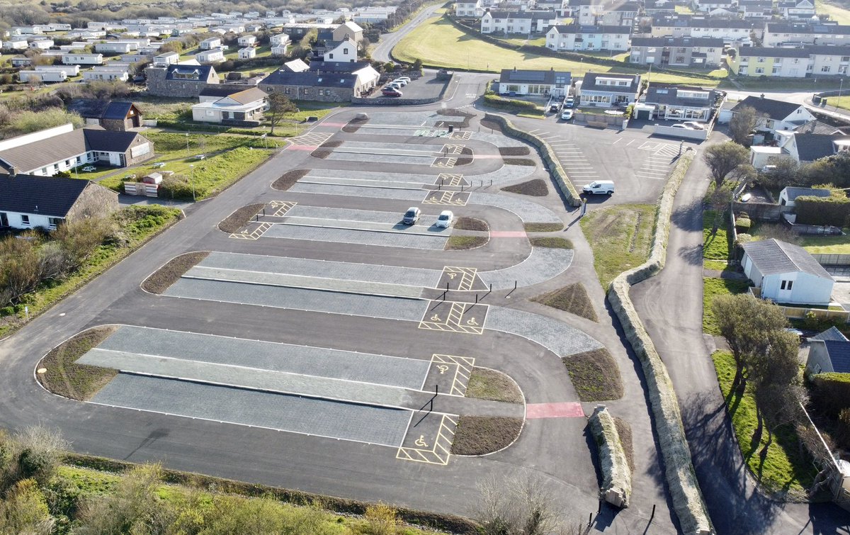 The redevelopment of Broadhaven North car park for <a href="/PembsCoast/">Pembrokeshire Coast National Park</a> which was completed early 2021 #aerial #pembrokeshire