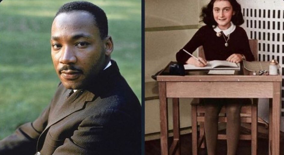 marciarusso's tweet photo. If Anne Frank and Martin Luther King Jr. had not been murdered, they would have been 93 years old this year. Both younger than Jimmy Carter or Betty White. Those times are not far behind us. #HistoryInPerspective https://t.co/Iwcta1wFND