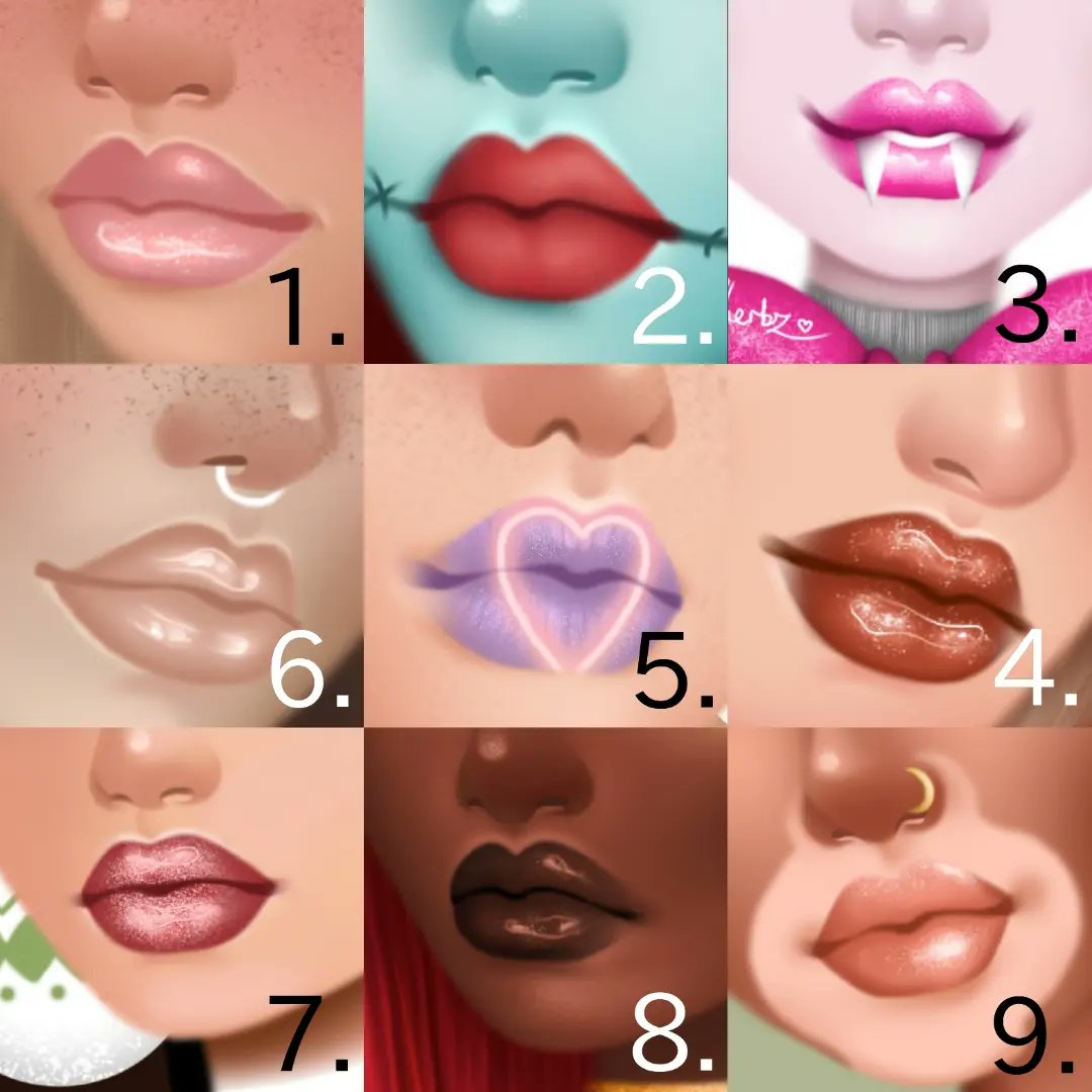SherbziY's tweet photo. ☁️ Which lipstick style is the best? My favourite is #1! ☁️ 
@it_taster @BS_artsss @YUKFUNWOW @nkjuls 
#artistfollowloop #girlyart #artisticstyle #unearthlycosmetics #msp #speedpaint #digitalart #makeup #illustrationartists #portrait #fashion #makeup #aesthetic https://t.co/18I0FOc1Jf