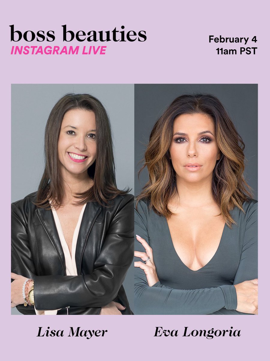 Join <a href="/lisacmayer/">Lisa Mayer</a> &amp; @evalongoria Friday @ 11 am PST for a special IG Live on NFTs, entrepreneurship and more.

Lisa will share the mission of Boss Beauties and how we’re empowering women worldwide through our @mysocialcanvas mentorship program! 💖✨

instagram.com/bossbeautiesnf…
