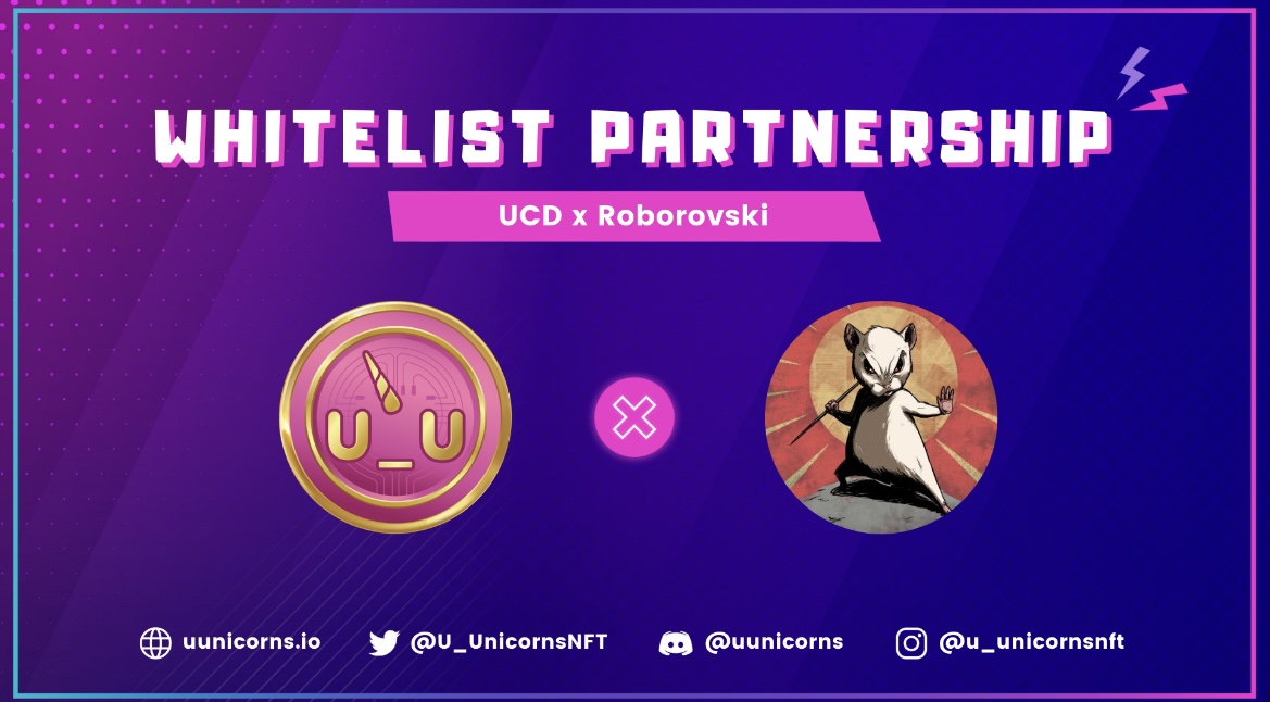 U_UnicornsNFT's tweet photo. We've teamed up with @RoborovskiNFT and they've given us 10 WL spots for our community! 🎉

How to enter:
1️⃣ Follow @U_UnicornsNFT &amp; @RoborovskiNFT 
2️⃣ Like &amp; Retweet 
3️⃣ Tag 3 friends

Winners will be chosen in 69 hours 🦄

#UGMI https://t.co/CtfJqzLJBM