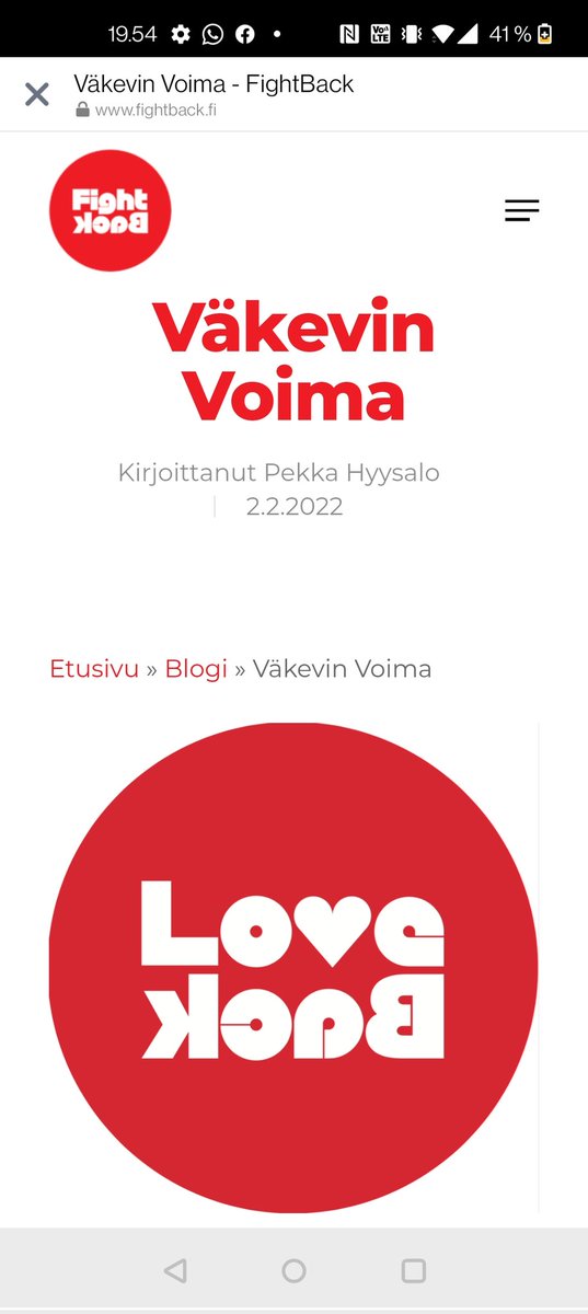 Kirjoitin tekstin väkevimmästä voimasta❤️fightback.fi/vakevin-voima