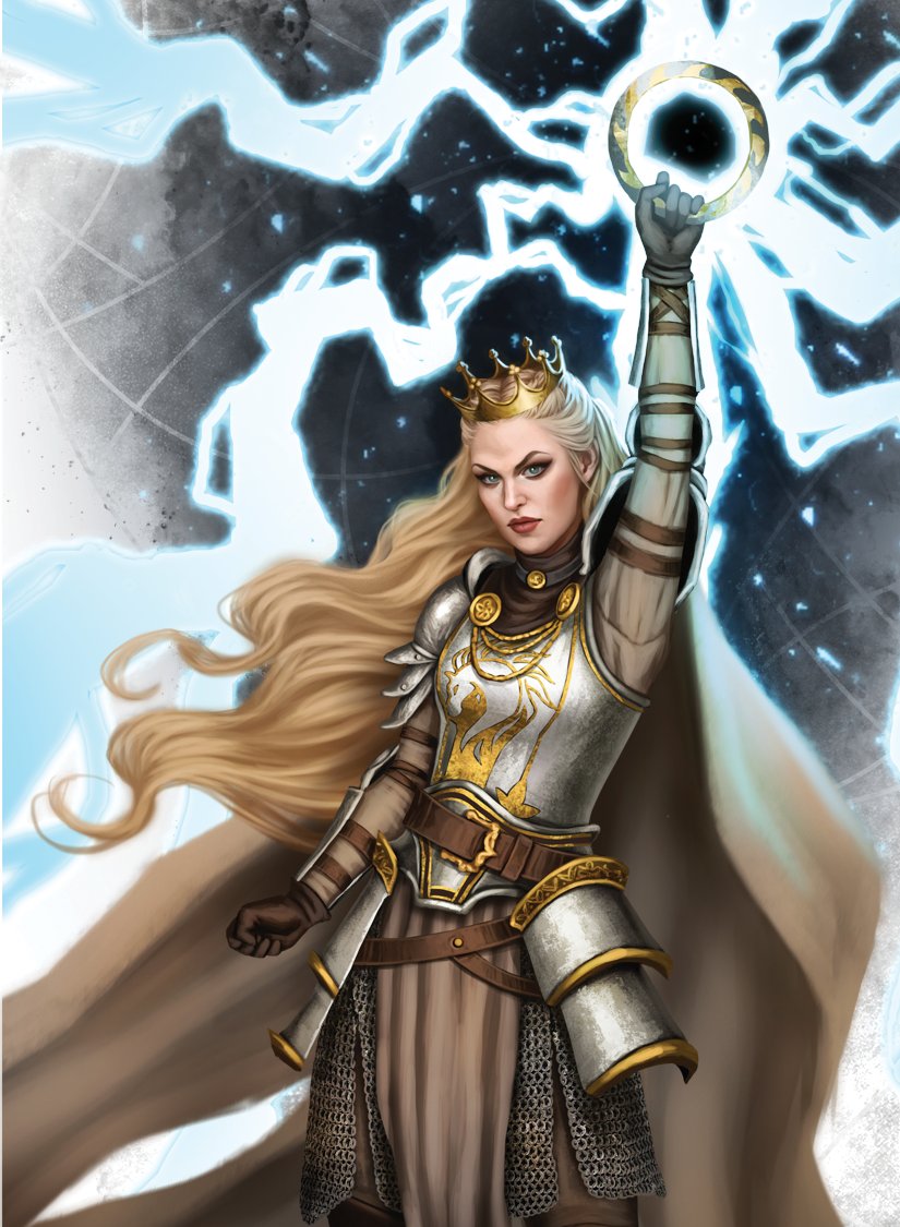 The first preview for Dimona Odinstar - The Queen of Lightning is here! Dimona uses divine magic to command her Rayward Army to victory!

#AshesReborn 

plaidhatgames.com/news/2022/02/0…