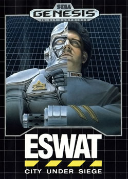 RareGames099's tweet photo. ESWAT: City Under Siege is a side scrolling action platform game developed and published by #Sega in 1990 for the #SegaGenesis and the #SegaMaster https://t.co/f7byLEEHHD