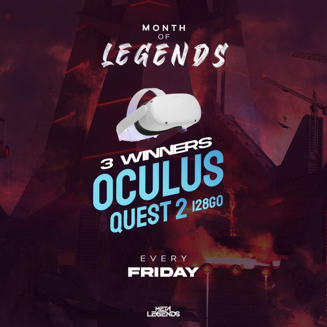 GIVEAWAY 🏆
3 oculus quest 2 to win 🎁

1 - Be a holder 
2 - Tag 3 friends
3 - Follow the twitter account <a href="/metalegendsnft/">Meta Legends</a> and @metalegendslive 

Winners announced in 48 hours ⌛