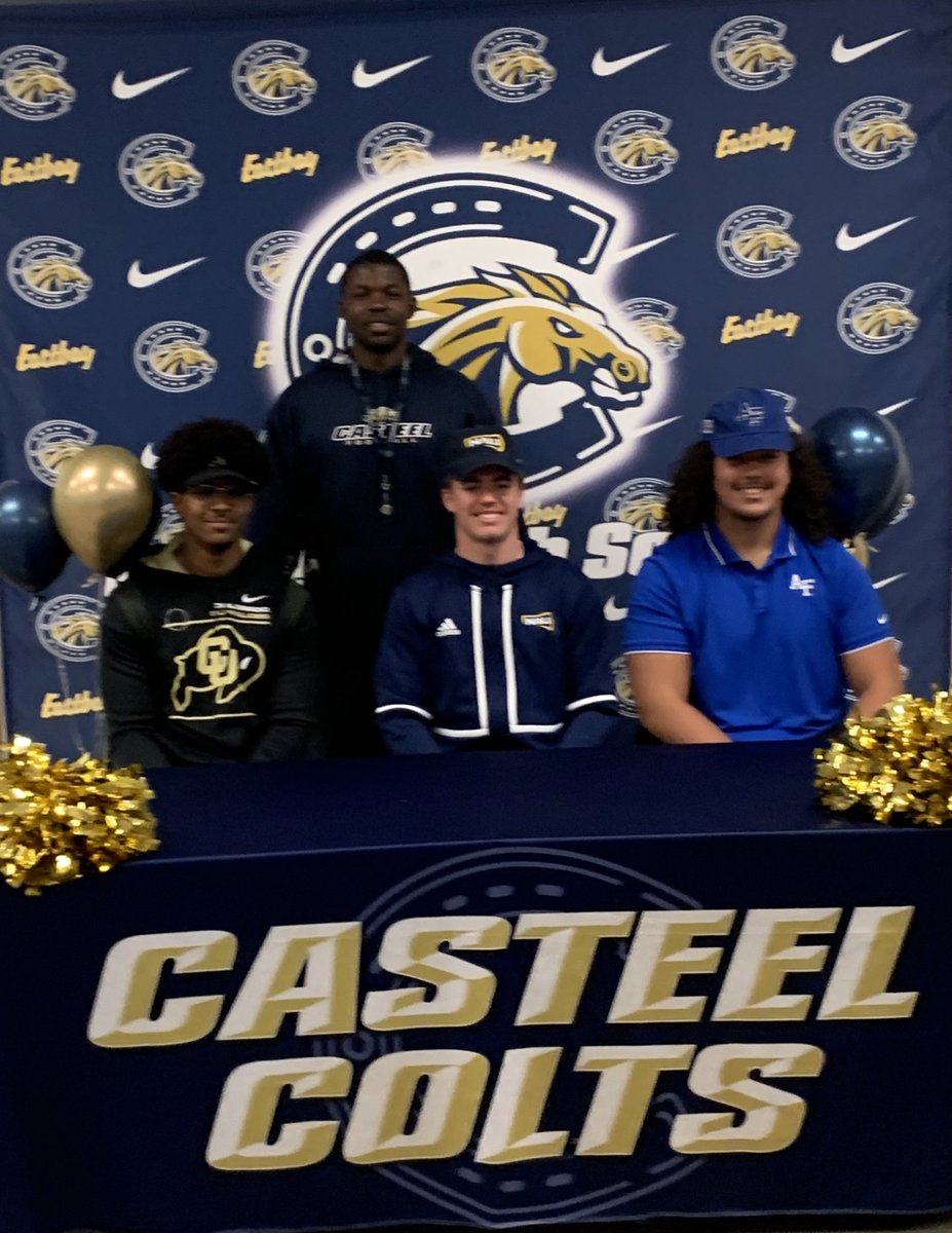 CoachNewcombe's tweet photo. Proud of these players for signing their national letters of intent today. Look forward to watching them pursue their dreams of playing at the collegiate level. @CasteelFootball @casteeltdclub @CasteelAthletic https://t.co/M3NZBWbxTK