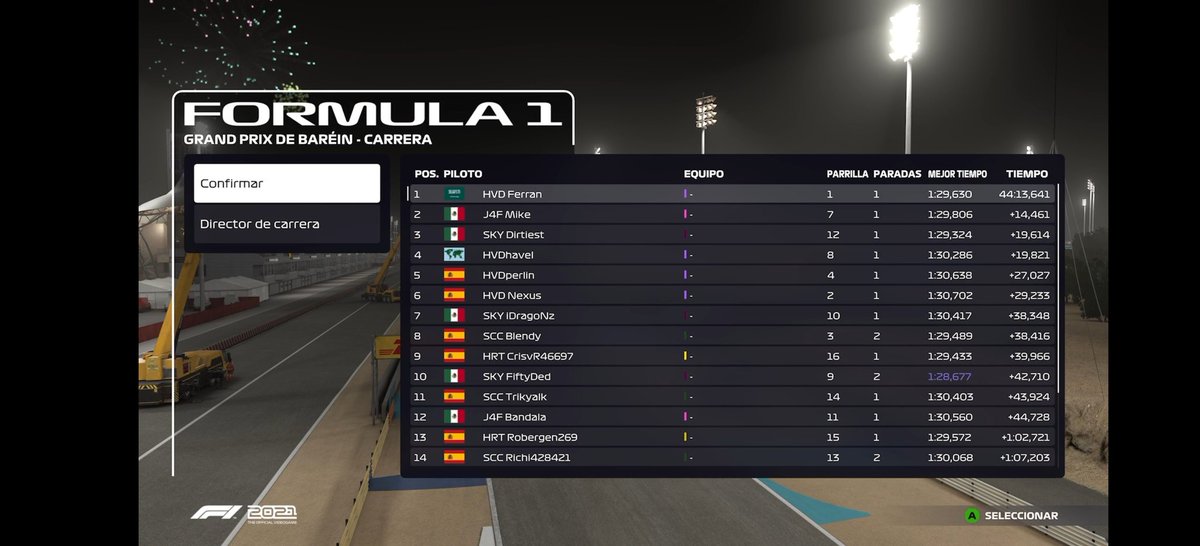 Buena carrera la miercoles pasado en la <a href="/formula1virtual/">Formula 1 Virtual</a> donde creo q dimos un buen nivel. Muchos puntos que recogimos para <a href="/VirtualDrivers/">Hispania Virtual Drivers</a> que nos puso lideres con un buen margen💪🏽
A ver que tal hoy en Singapur👀