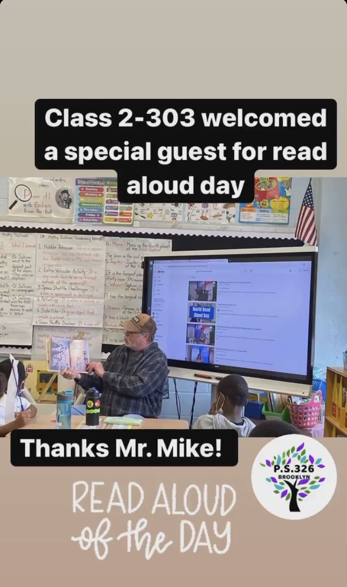 KPs326's tweet photo. Today is World Read Aloud Day! Class 2-303 welcomed a special guest for a read aloud today #ps326 #worldreadaloudday2022 https://t.co/DxHmfoSj65