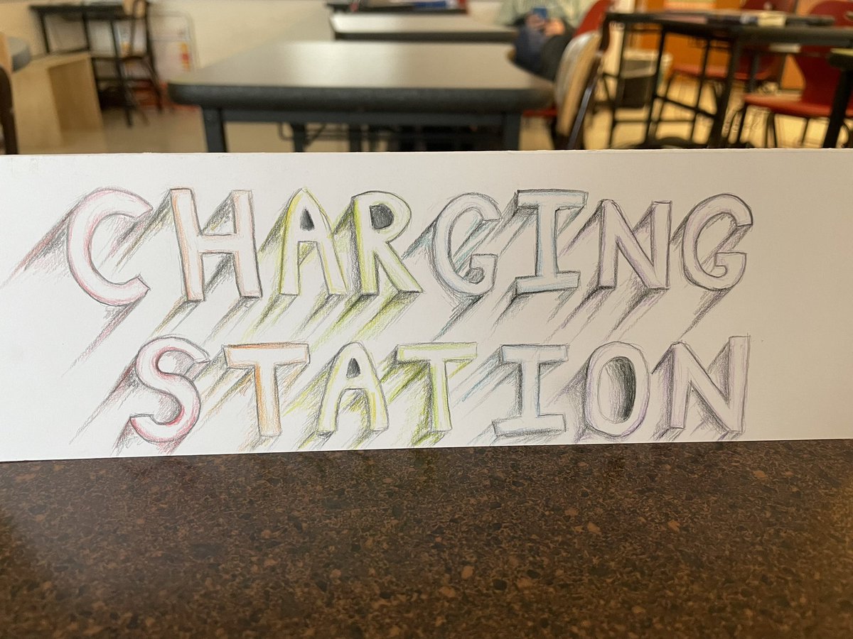 MissPitstick's tweet photo. Me: “Would you mind making a sign for the charging station?” 

Student: https://t.co/ecYyiS7NmZ