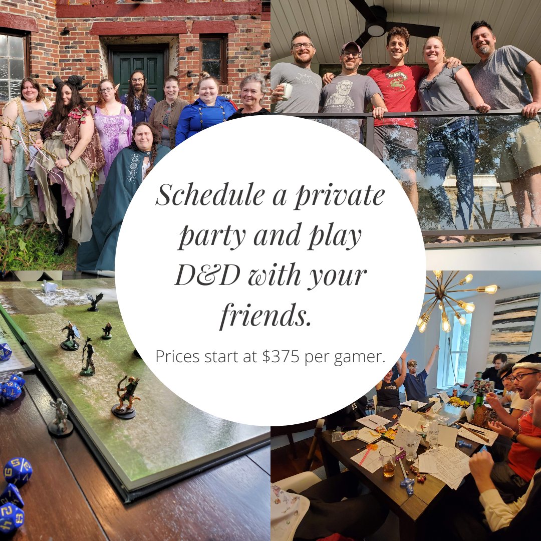 AdventureAwaymd's tweet photo. Now booking private parties for summer 2022! You and your D&D friends could be indulging in a weekend of relaxation and tabletop gaming. Costumes optional. #gamingretreat #dungeonsanddragons #privateparty #dndweekend #weekendretreat https://t.co/zdMGkgKWrS