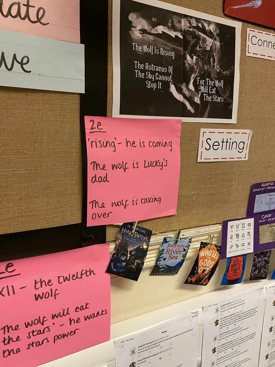 LSTClass12's tweet photo. Our Reading Board is filling up with lots of our ideas about our current class novel, Phoenix. We are loving the story and can’t wait to read more! @whatSFSaid #STPSReading ✨⭐️📖 https://t.co/hnBJK61OMt