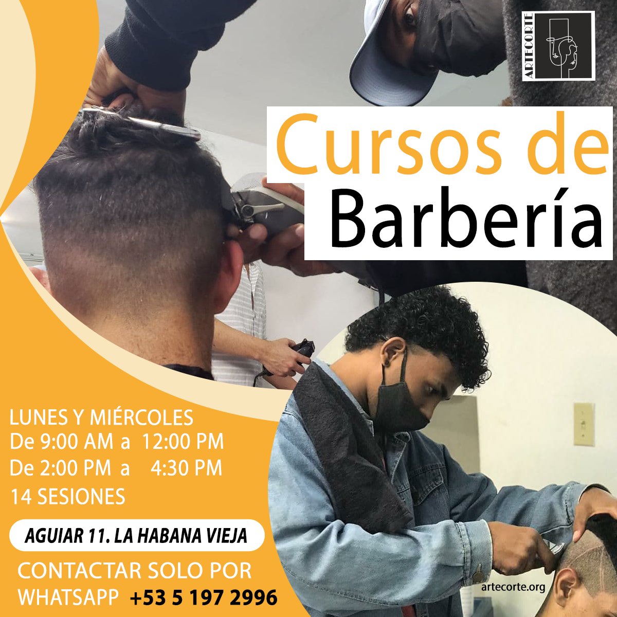 ArtecorteCuba's tweet photo. ¿Te interesa el mundo de la belleza y el estilismo?
En el Callejón de los Peluqueros ofreceremos cuatro cursos impartidos por profesionales para tu superación: Barbería, Peluquería, Colorimetría y Extensiones.
Comienzan el 15/2, matrículas solo por WhatsApp: +5351972996. https://t.co/XkVIHjVEAl