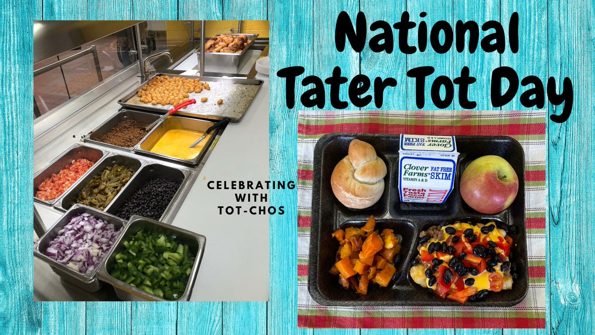 It's National Tater Tot Day so guess what's for lunch. It's Tot-chos! Tater tots with seasoned meat, cheese sauce, black beans, jalapenos and fresh bell peppers, tomatoes & red onion. #nationaltatertotday @NES_CT @HPS_CT @SNIS_CT @SMS_CT @NMHS_CT