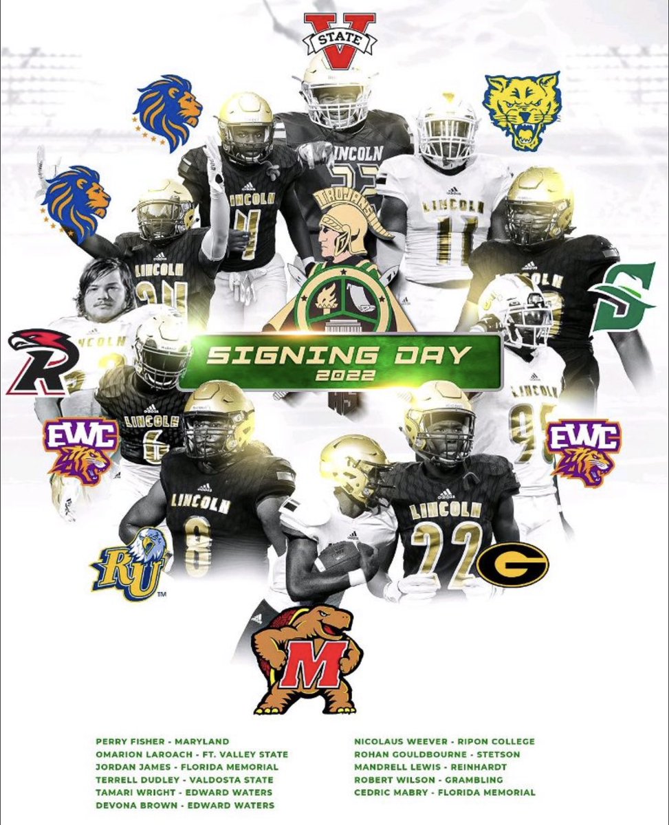 Lincoln Trojans Football (@linc_trojansfb) on Twitter photo The legacy continues! We’ve got a brand new batch of College Trojans as our 2022 signees made their decisions official. Congratulations to these amazing young men and their families. Stay tuned because we aren’t done yet 😉.
#OneBody🔰 #TrojanPride⚔️ #NCAAFactory👷🏾♂️
<a href="/AlisonPosey14/">Alison Posey</a> The legacy continues! We’ve got a brand new batch of College Trojans as our 2022 signees made their decisions official. Congratulations to these amazing young men and their families. Stay tuned because we aren’t done yet 😉.
#OneBody🔰 #TrojanPride⚔️ #NCAAFactory👷🏾♂️
<a href="/AlisonPosey14/">Alison Posey</a>