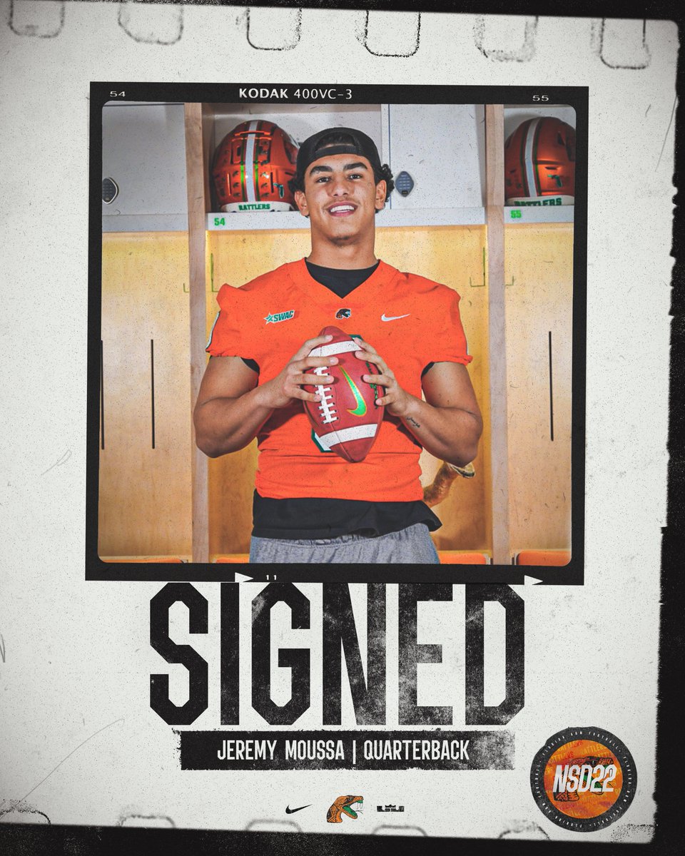 FAMU_FB's tweet photo. #RattlerNation,

Join us in welcoming quarterback Jeremy Moussa (@jeremy_moussa) to the #FAMUly!

• Vanderbilt University
• 6’3 | 225
🎥 https://t.co/55zyUi8tVm

#FAMU | #Rattlers | #LeaveNoDoubt | #NSD22 https://t.co/bG7kQn8ws3