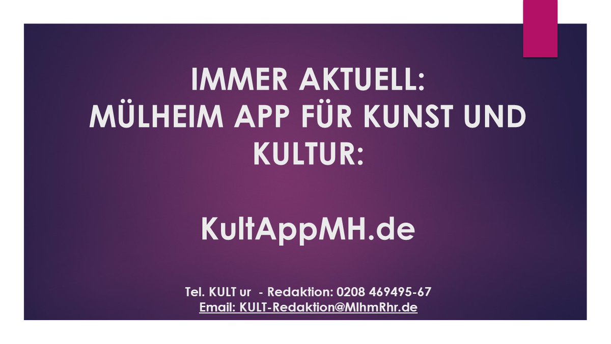 Kunststadt_MH's tweet photo. #KultAppMH Die Redaktion hat eine neue E-Mail: Redaktion-KULT@MlhmRhr.de - Geschäftsstelle Ruhrstraße 3 in #MHRuhr
Die APP KULT #Mülheim hat folgende URL: https://t.co/FKWF5RbhlX https://t.co/weO5Y4I9gj