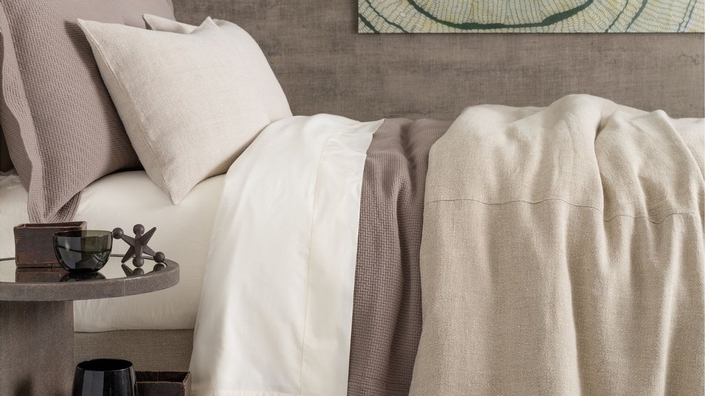 Who's ready for a winter refresh? Classic colors and timeless texture for the win. #bedding @annieselke