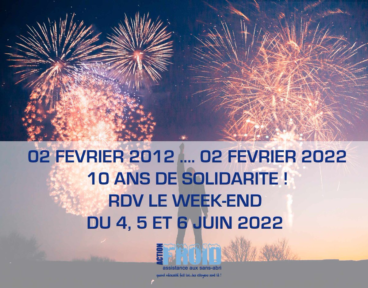 Action_Froid's tweet photo. 02/02/2012 ... 02/02/2022 
Il y a 10 ans naissait ActionFroid, nous fêtons malheureusement cet anniversaire ... 
Par contre nous souhaitons mettre en lumière tous nos bénévoles qui pendant 10 ans ont été présents ! 
Merci à vous ! https://t.co/KPKiWPuOU6