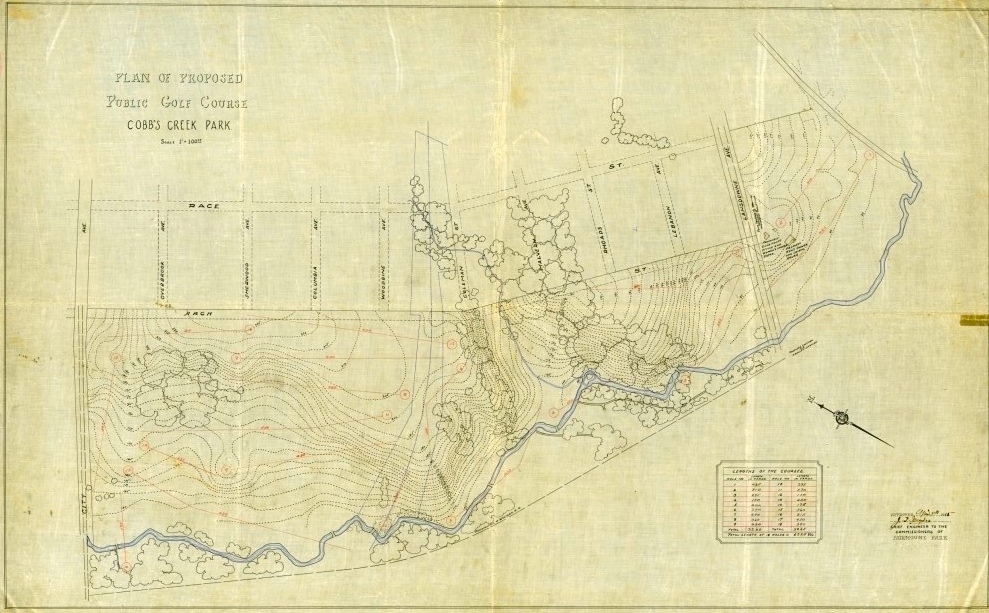 jwbausch's tweet photo. A scan of the original plans for Cobb's Creek GC in 1915. The course officially opened on Memorial Day of 1916.

@cobbscreekfnd 

#CobbsCreek_rebirth https://t.co/vpXeG7Redh
