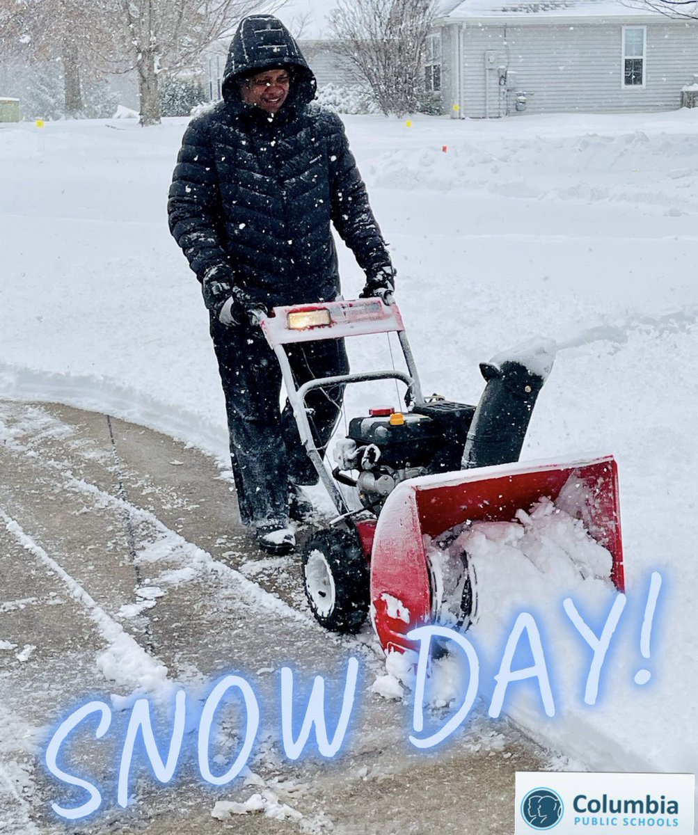 mbaumstark's tweet photo. Due to inclement weather, Columbia Public Schools will not be in session on Thursday, February 3, 2022. Superintendent @Byearwood1 is enjoying his first Missouri snow storm. “This weather is SNOW joke.” ❄️☃️ https://t.co/c6rz8MjRmk