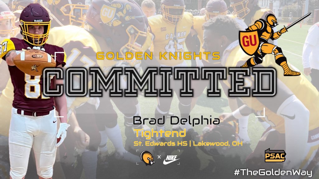 delphia_brad's tweet photo. Excited to announce my commitment to the University of Gannon. Thank you @ErikRaeburn @FootballGannon for giving me the chance to play at the next level and thank you to @SEHS_FOOTBALL @CoachAuggie for forming me into who I am!! https://t.co/dpL5YDVAf2