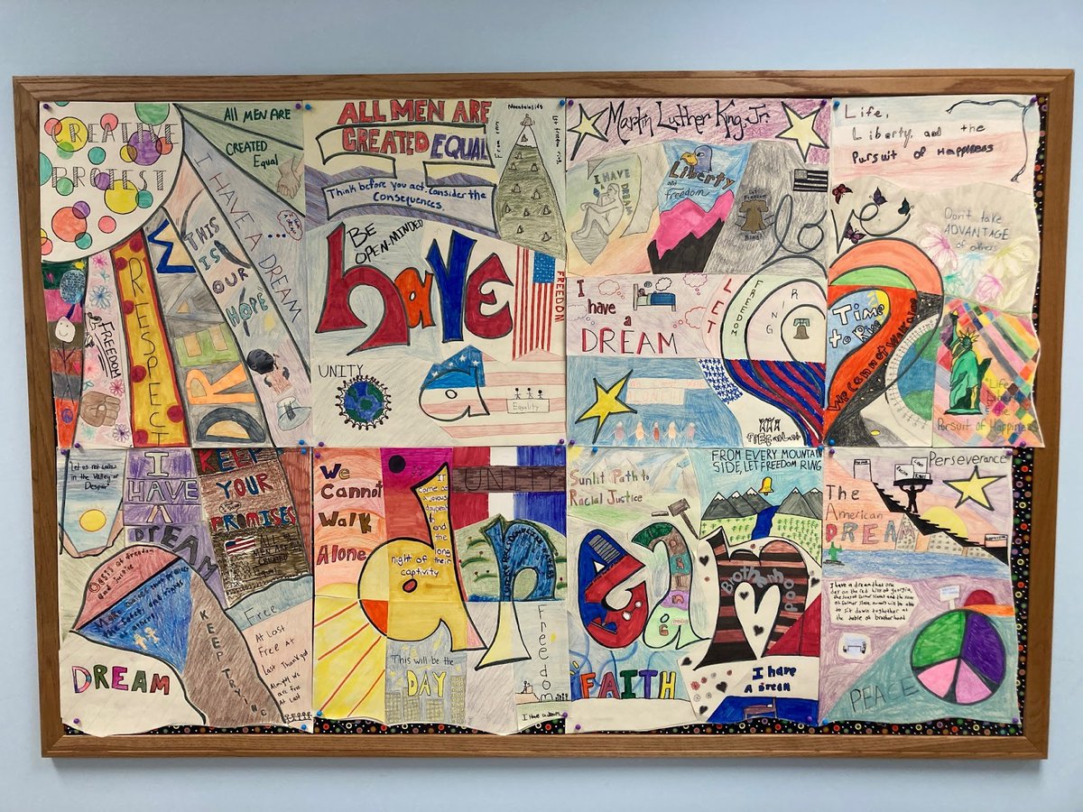 Check out this amazing project created by PHS 9th grade students! After listening to and analyzing Dr. King's "I Have a Dream" speech, students were asked to choose words of hope and unity expressed in the message of the speech. To see the project, visit: ow.ly/2y8a50HKsJB