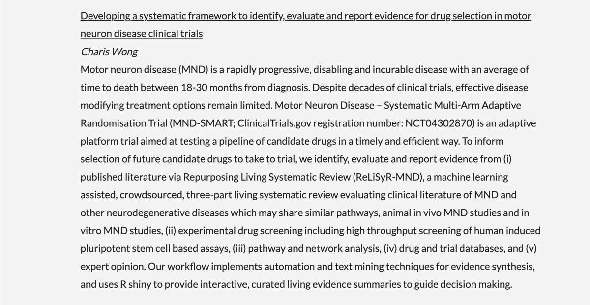 eshackathon's tweet photo. NOW: Charis Wong (@DrCharisWong) - Developing a systematic framework to identify, evaluate and report evidence for drug selection in motor neuron disease clinical trials

#EvidenceSynthesis #MetaAnalysis #RStats #ReviewProcesses

https://t.co/oNLv2bd9lG https://t.co/lpMKii2O0g