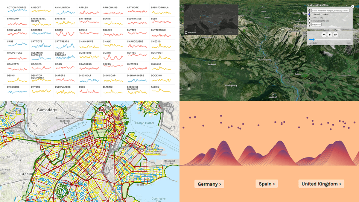 📊 ICYMI, here are some of the most amazing #dataviz projects we've recently come across 👏
📌 Street traffic stress on cyclists in Boston
📌 Shopping search behavior patterns
📌 Thoughts and feelings about immigration in Europe
📌 Raindrop flowpath

anychart.com/blog/2022/01/2…