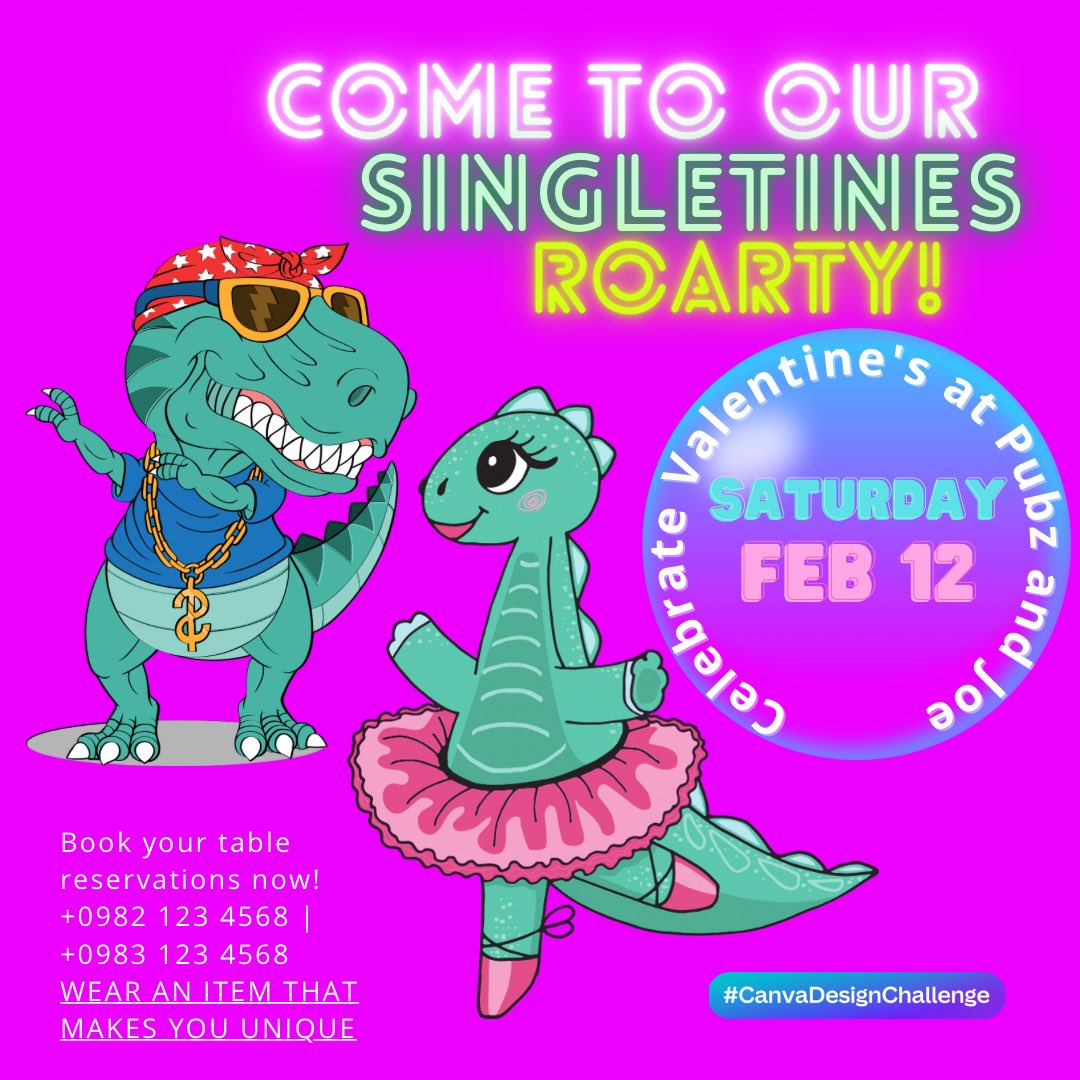 MariaEmmaRobelo's tweet photo. #CanvaDesignChallenge 
Come to this awesome ROARTY #Dinosaurs with great #Attitude only 🤣🦖 https://t.co/467s71wzYv