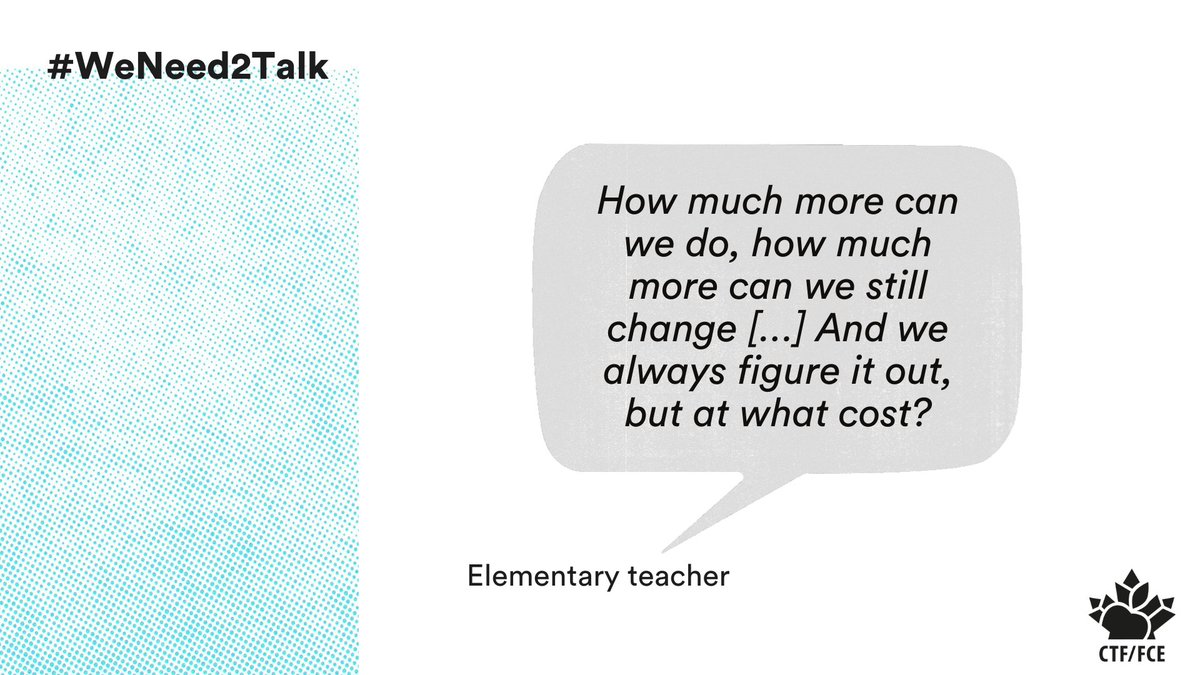 CTFFCE's tweet photo. “Teachers are persistently carrying the burden – psychologically, emotionally, and physically – for their students, colleagues, parents, and their own close relations” – @CTFFCEpresident To learn more, read @CTFFCE’s full report 👇 https://t.co/ufW9J4k4dw #WeNeed2Talk https://t.co/Wb9BY343SZ