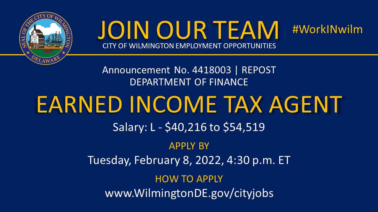 City of Wilmington on Twitter "📣 NOWHIRING Earned Tax Agent