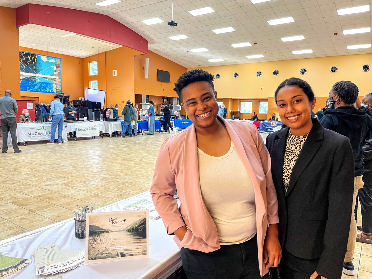 SharDae (left) and Dylita (right). The outreach team shared our services at the Career and Resource Fair for Bridges of America for individuals who are rebuilding their lives post-incarceration. #postincarceration #transitionalhousing #supportivehousing #addictiontreatment