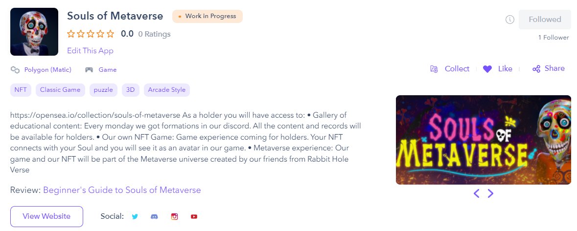 SoulsMetaverse's tweet image. We are now listed on @dapp_com!✅🚀

Come take a look👀
dapp.com/app/souls-of-m…💀

You can see our collections here☠️
opensea.io/collection/sou… #Opensea #PolygonNFT 
And here👇
mainnet.woonkly.com/users/0xad5689…
#Woonkly #BSCNFT

#NFTMint #NFTMinting 
#NFTdrop #metaverse
#NFTGame #NFTgaming