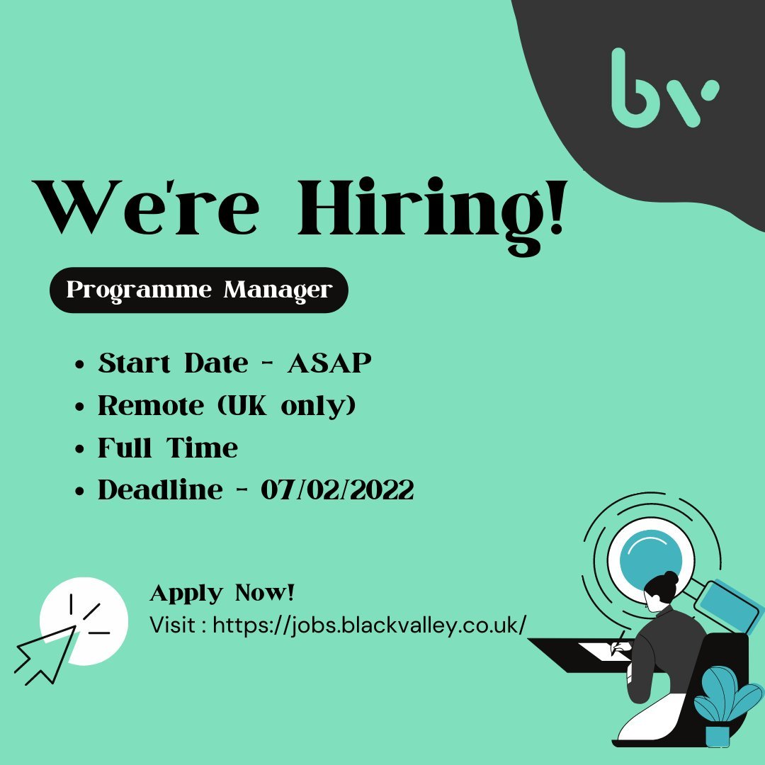 are you interested in becoming part of a #startup that is creating an ecosystem of growth for those #blackintech <a href="/blackvalleyhq/">blackvalley</a>  is hiring for a programme manager #TechIsHiring  fully #remote!!