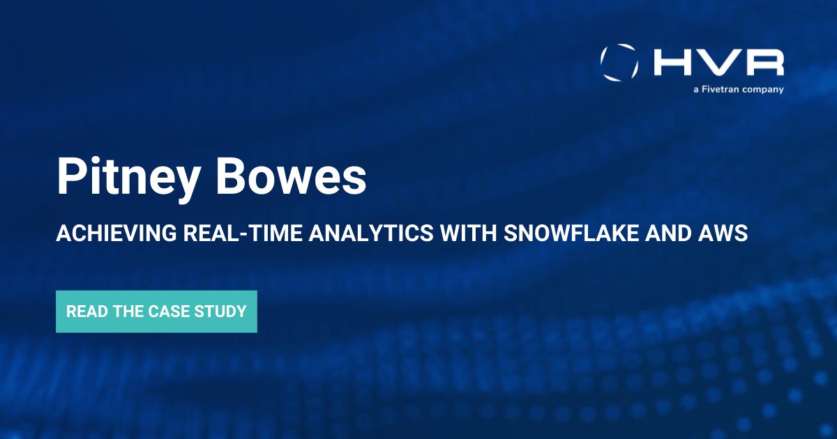 HVR – a Fivetran Company (@hvr_software) on Twitter photo Find out how Pitney Bowes reduced ETL processing from days to hours and consolidated data from multiple on-prem data sources into <a href="/SnowflakeDB/">SnowflakeDB</a> on AWS and S3 for real-time access across teams. bit.ly/3ISl0CL Find out how Pitney Bowes reduced ETL processing from days to hours and consolidated data from multiple on-prem data sources into <a href="/SnowflakeDB/">SnowflakeDB</a> on AWS and S3 for real-time access across teams. bit.ly/3ISl0CL