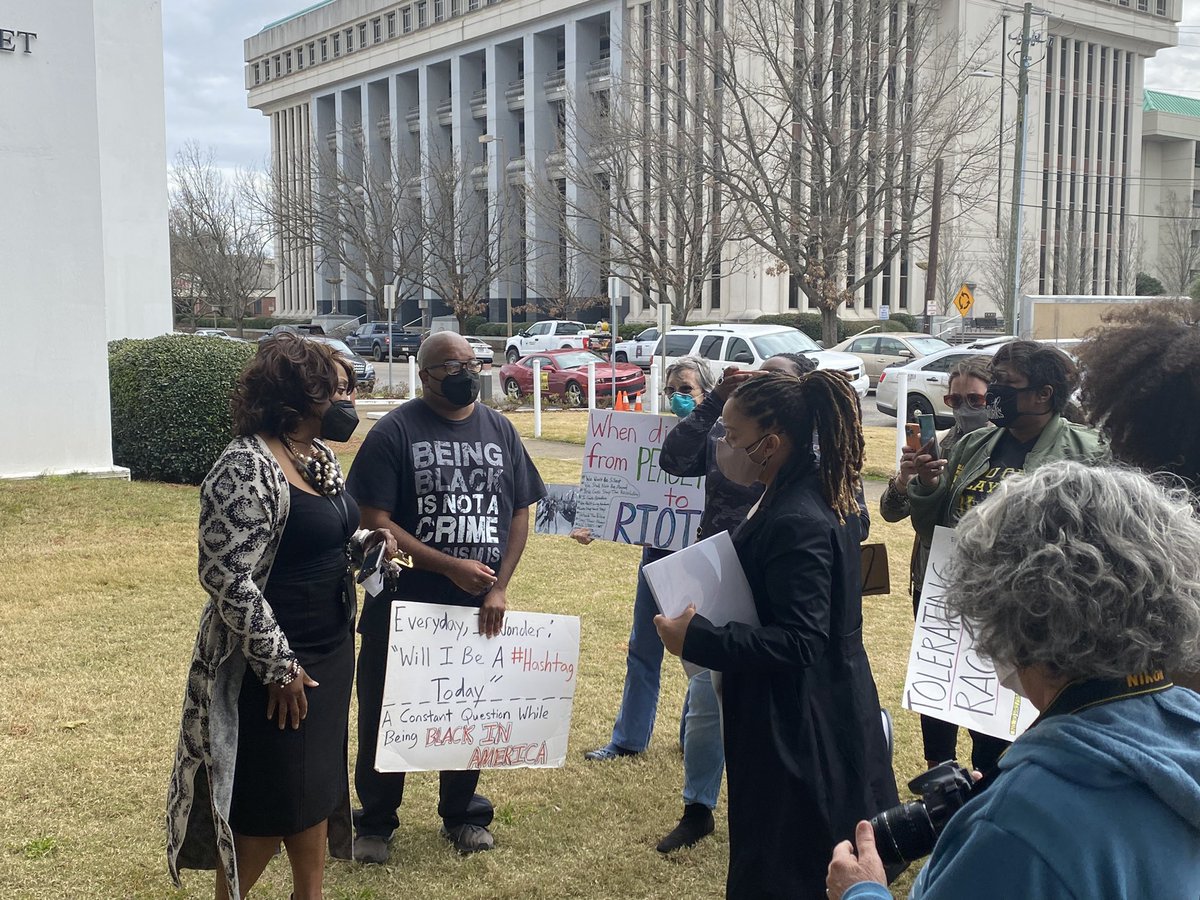 Organizers with <a href="/AlabamaMoves/">Alabama Moves</a> are leading a rally in front of the Alabama State House today in protest of HB2, a bill that will creates new penalties criminalizing the right to protest. The bill will be heard in House Judiciary at 1:30 and there is a public hearing. #alpolitics