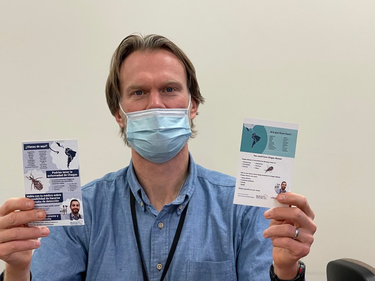 ChagasBoston's tweet photo. Big news!! We finally got our posters & postcards printed! We are so excited to hang these in exam and waiting rooms at @The_BMC & other local clinics/hospitals! We have both general & OB-focused materials (in English & Spanish)! #Screen4Chagas https://t.co/11yhQySCkX
