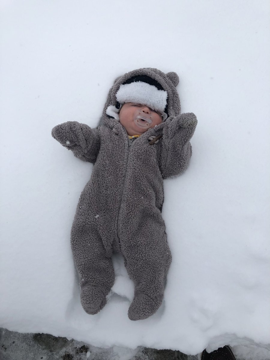 HengesbachIHS's tweet photo. someone is happy dad had a snow day today. 

enjoy it, Bulldogs! https://t.co/p7vuPnSdVQ