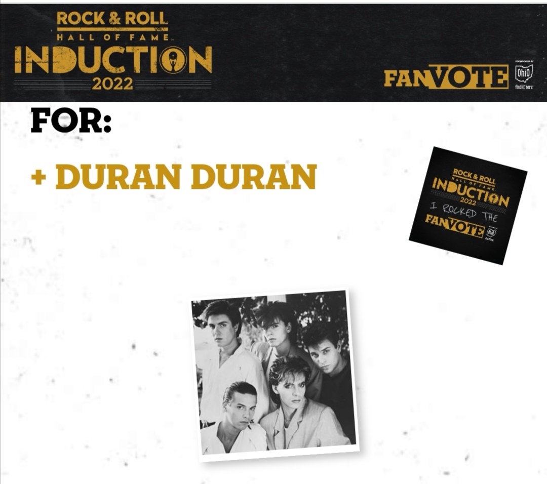 dizzy4duran's tweet photo. Got my vote!!! Congratulations to my favourite band of more than 40 years @duranduran. Well deserved and it's about time!! Woo hoo 🎉🎶🎤🎷🎹🥁🎸🎶🤩 https://t.co/SOHdxjTzRY
