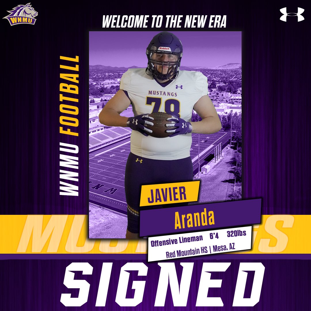 WNMUFootball's tweet photo. 𝐋𝐨𝐨𝐤 𝐚𝐭 𝐭𝐡𝐢𝐬 𝐁𝐈𝐆 𝐟𝐞𝐥𝐥𝐚! 👀 💪

Welcome to the Mustang Family!
@javier_aranda_ 

#RareBreed | #NewEra https://t.co/jHlN8TY0ZY