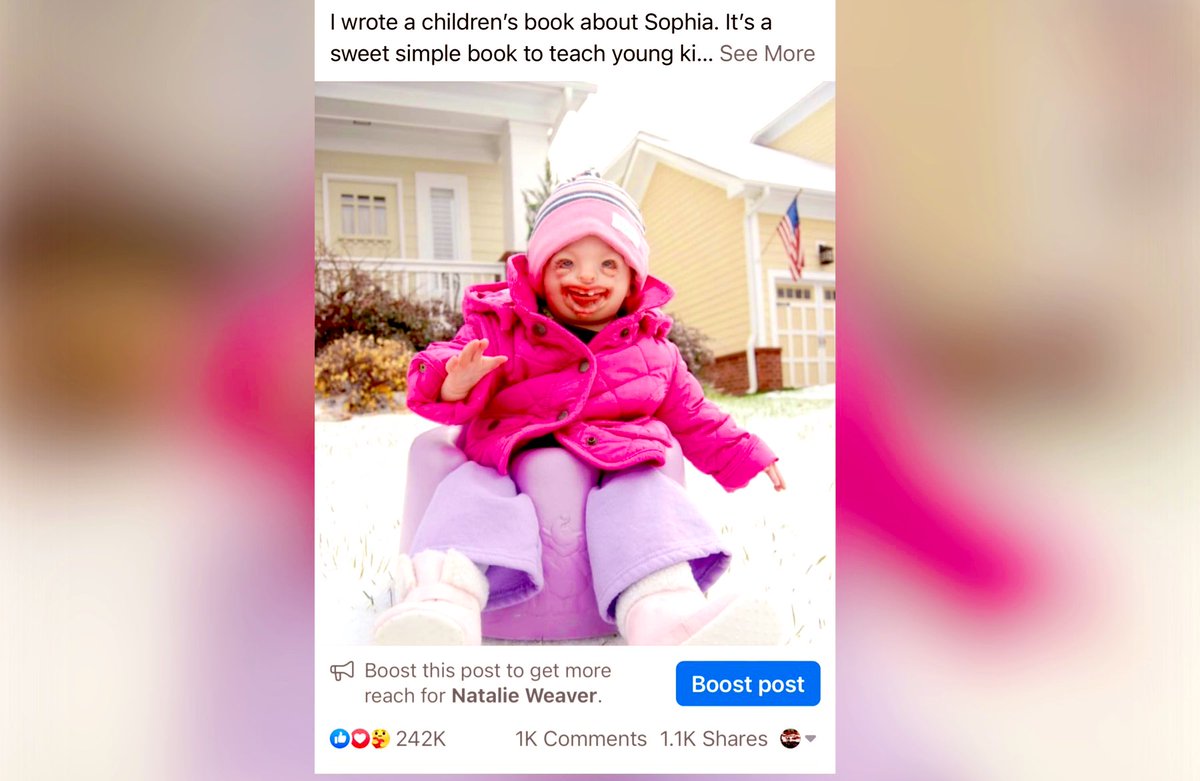 Nataliecweaver's tweet image. The number of people so far(242,000) who like the idea of a book for young children about #SweetSophia &amp;amp; #facialdifferences is so encouraging! Still searching for a literary agent to help make this happen! 

Having my child live on through impacting others would be a gift.