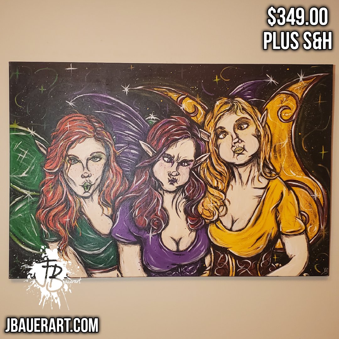 JBauerart's tweet photo. Any #fairy fans out there?? I have plenty of different ones in stock including this 24" x 36" piece. Message me if interested

#JBauerart #art #artist #fairies #fairyart #painting #paint #silly #sillyfairy #sillyfaces https://t.co/n3hPkDUbKH