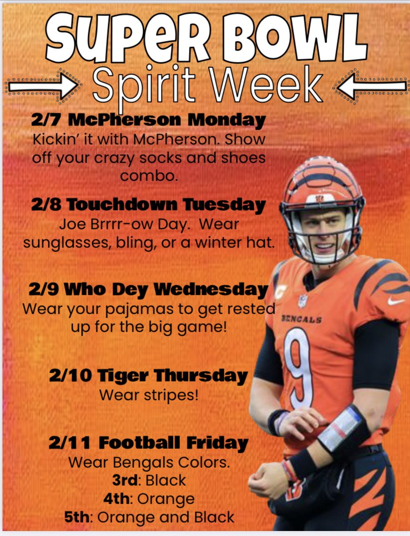 IHElementary's tweet photo. Join us in a week long ⁦@Bengals⁩ celebration! #IHPromise https://t.co/EYY5WzI70s