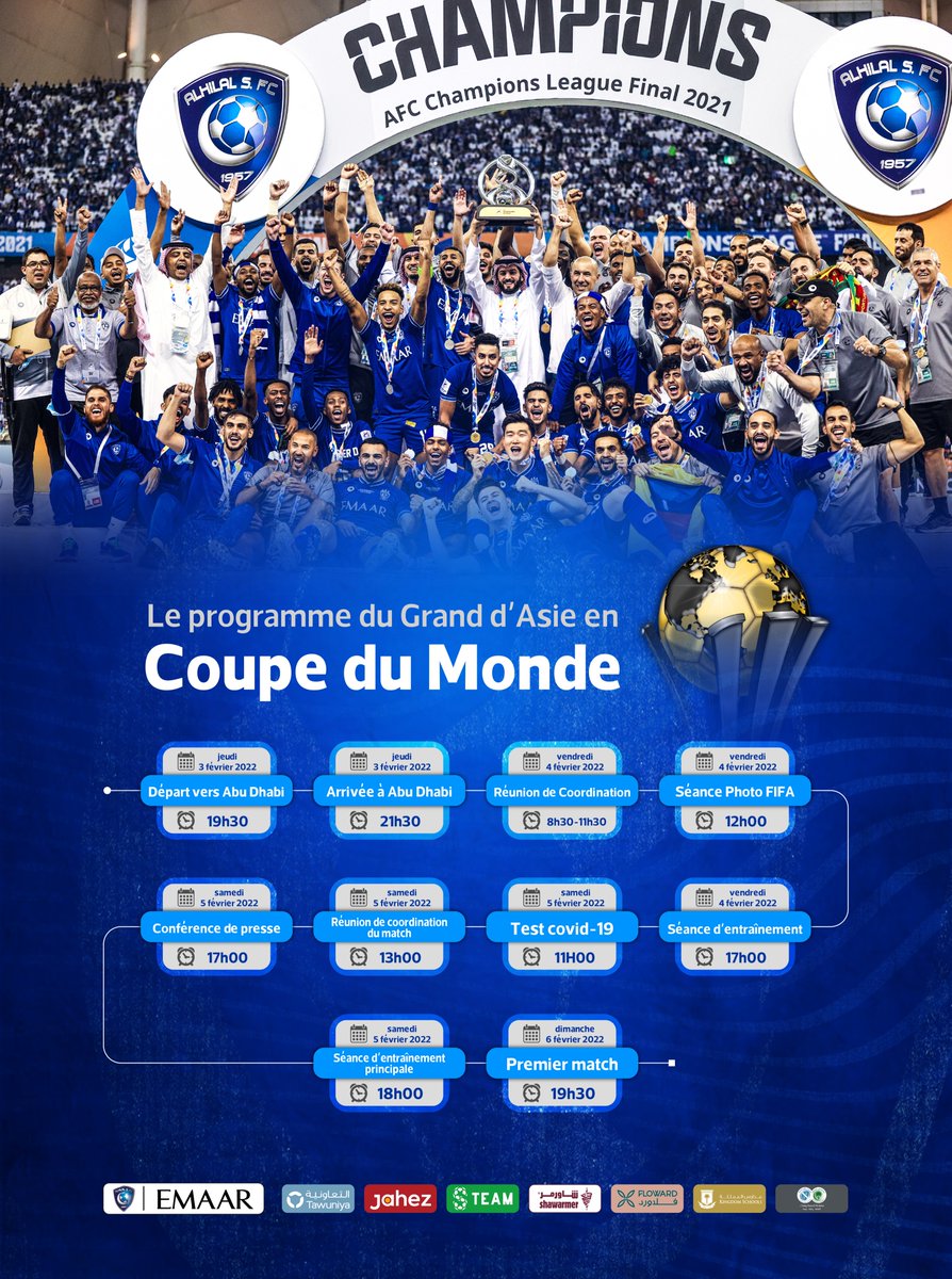 Alhilal_FC's tweet photo. 🗓 المركز الإعلامي يستعرض برنامج #كبير_آسيا في #كأس_العالم بأربع لغات "العربية، الإنجليزية، الإسبانية والفرنسية" 🌍💙

#الهلال https://t.co/QorBYvI0QY