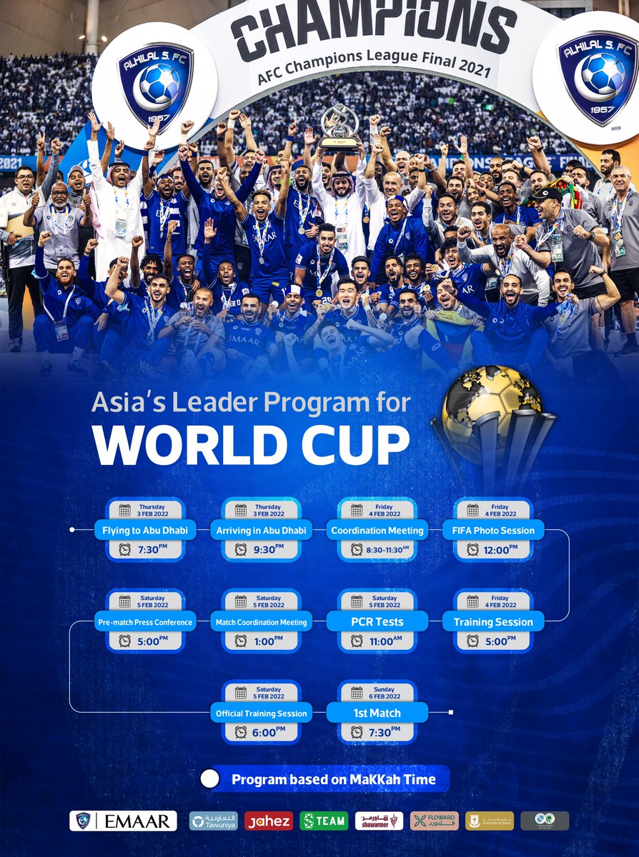Alhilal_FC's tweet photo. 🗓 المركز الإعلامي يستعرض برنامج #كبير_آسيا في #كأس_العالم بأربع لغات "العربية، الإنجليزية، الإسبانية والفرنسية" 🌍💙

#الهلال https://t.co/QorBYvI0QY