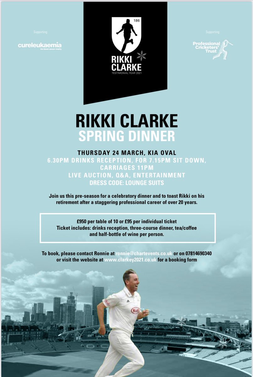 This is selling fast so if you want a table or spaces for Rikki’s final dinner please contact ronnie@chartevents.co.uk #testimonial #Charities