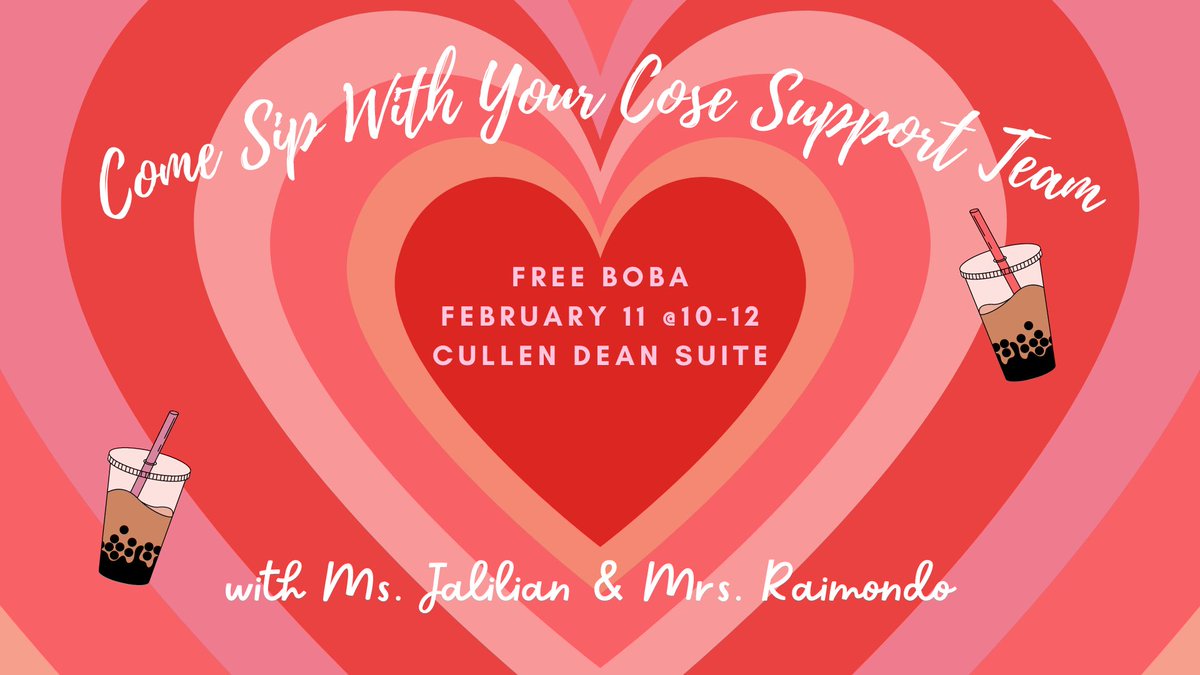 HCUEngineering's tweet image. Join the COSE Support Team on February 11 for free Boba!
