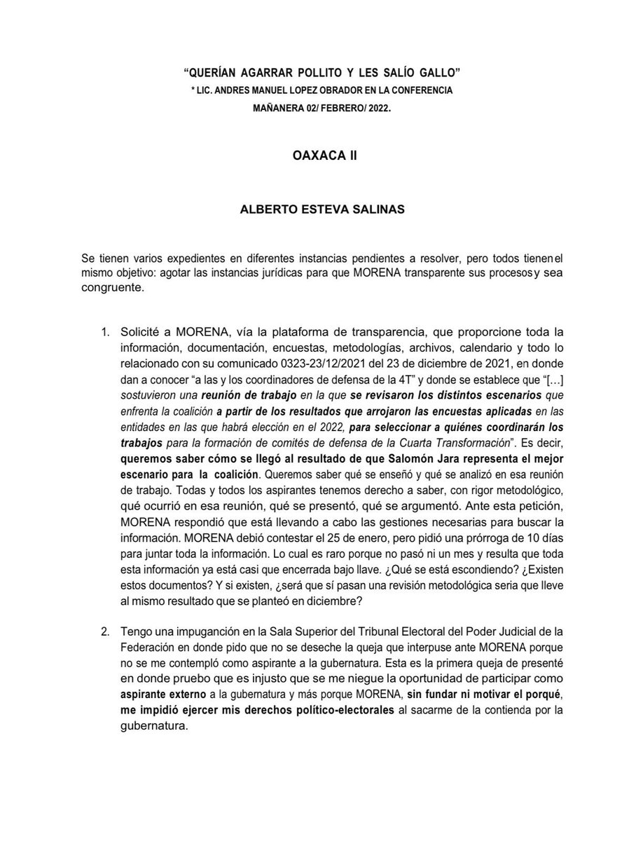 AlbertoEsteva's tweet photo. @corazn_abierto #Oaxaca  para Candidatura a Gobernador por #Morena ,  Sí el proceso está viciado de origen , lo decidirá la Sala  Superior del Tribunal Federal Electoral . Reponer el proceso sería lo Justo . https://t.co/n9BXFo9Z16